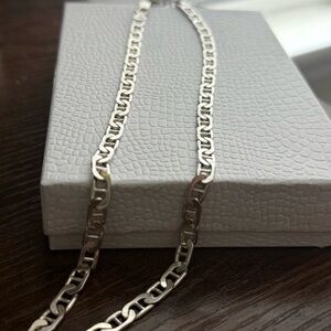 Men's Vintage Mariner Anchor Sterling Silver Chain Necklace 17”